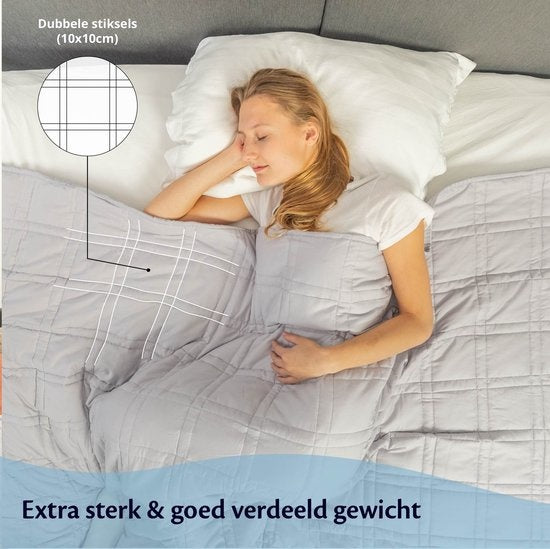 Ella® Couverture lestée 11kg - 150 x 210cm - Couverture lestée - OEKO-TEX Coton - Gris clair