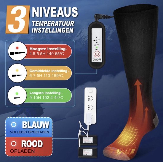 Chaussettes chauffantes - Chaussettes électriques - chaussettes - Chaussettes électriques chauffantes - Pointures 36 à 41