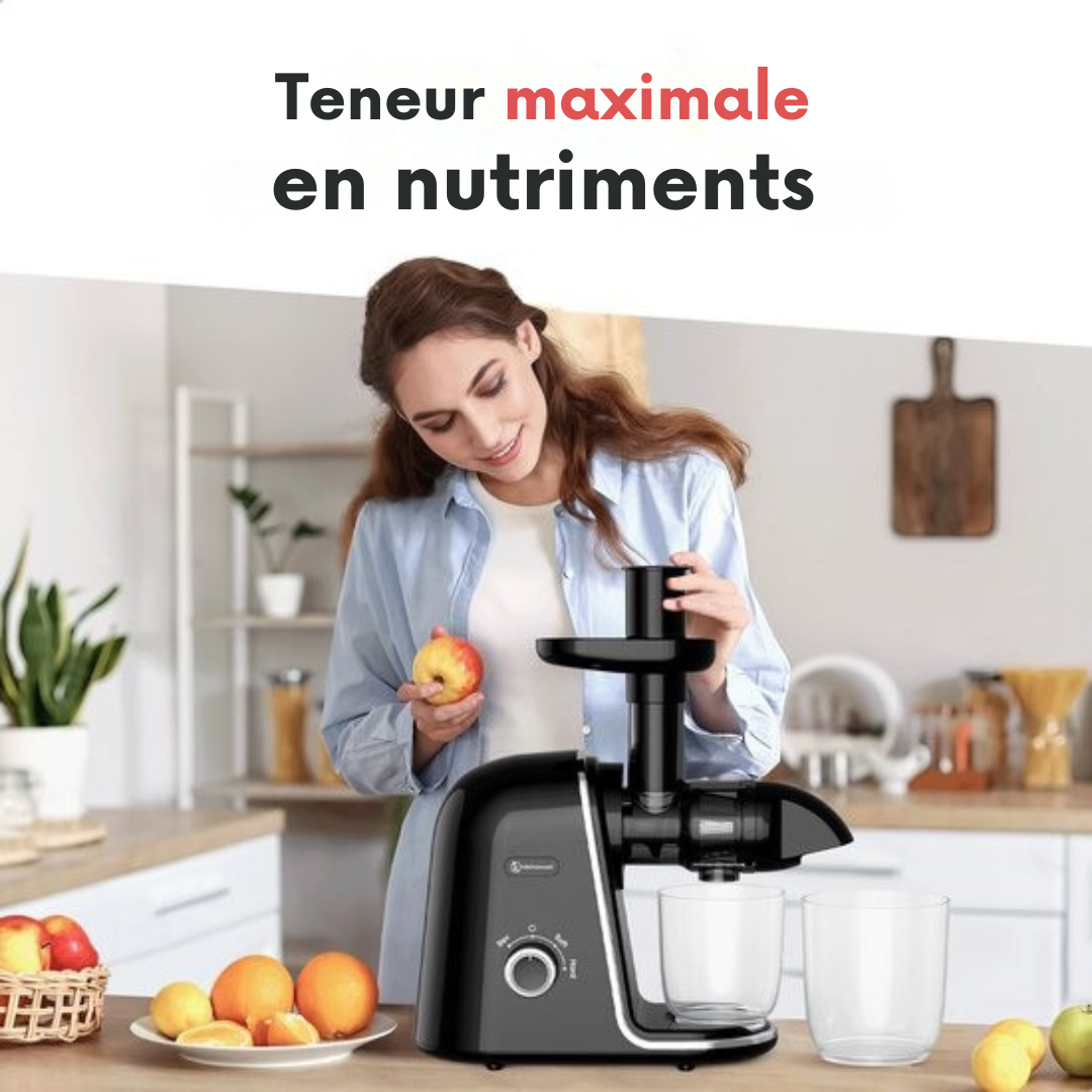 Extracteur de jus Kitchenwell - 700ml - Presse-agrumes avec récipient à pulpe - Presse-légumes et fruits - Sans BPA - Noir