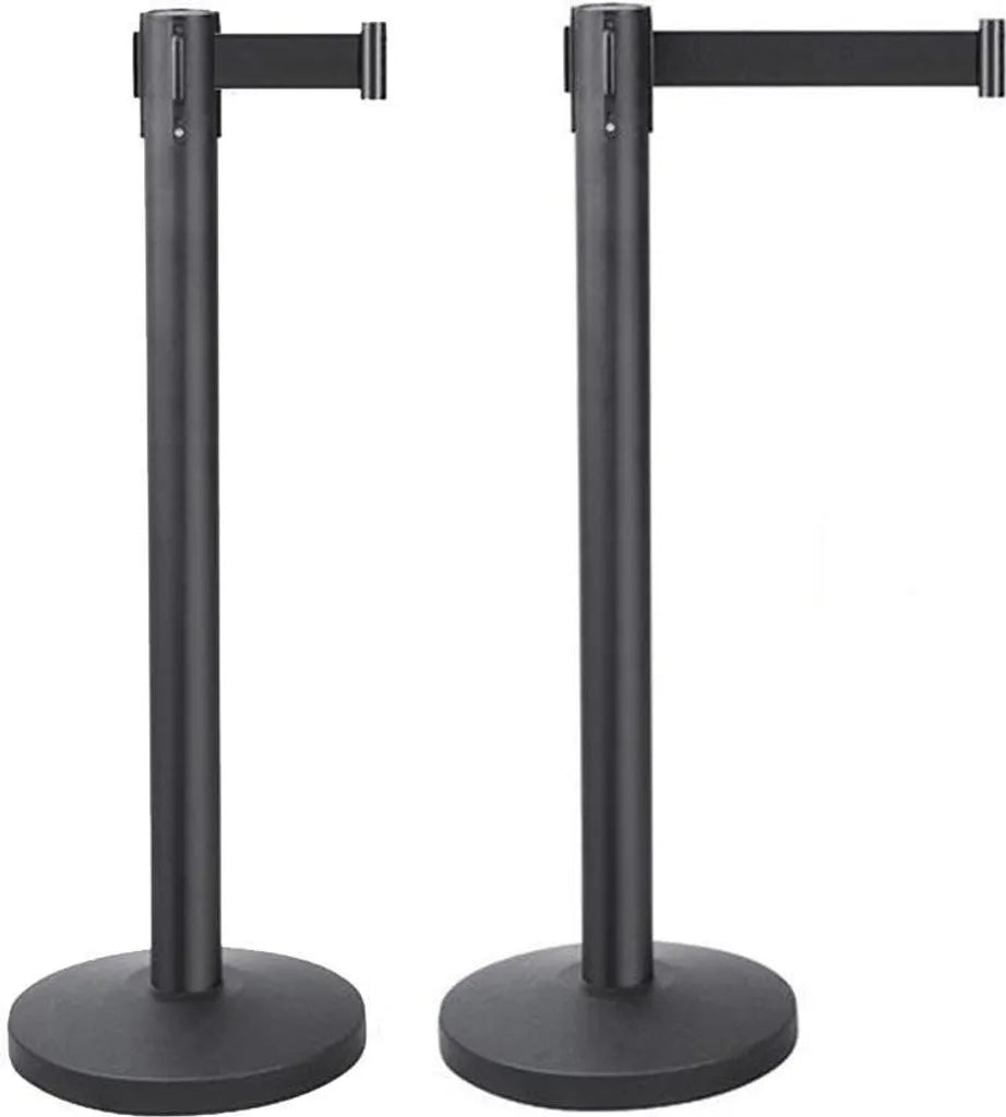 Yaheetech Lot de 2 poteaux de délimitation - Noir - Poteau de délimitation avec ruban extensible de 200 cm