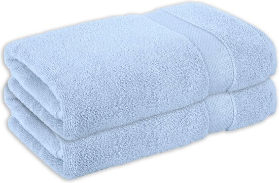 Vitality Pur - Serviettes Collection Sofia - Set de serviettes de bain 70x140 - 100% Coton - Bleu - 2 pièces