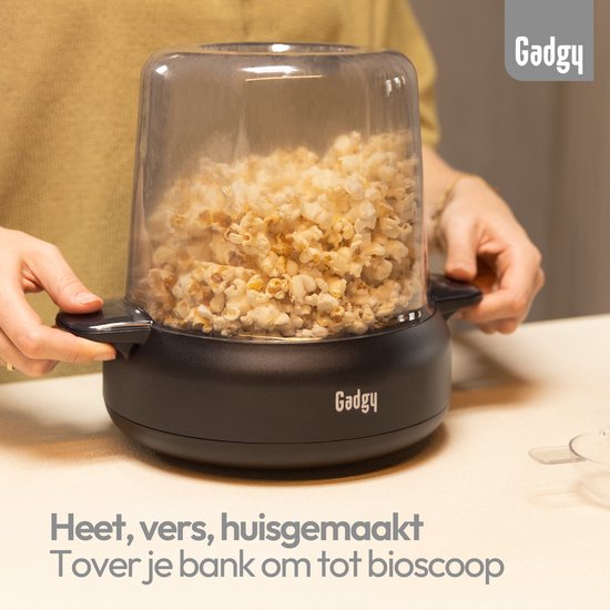 Machine à pop-corn Gadgy Premium – Machine à pop-corn - Pop-corn frais et fait maison en 4 à 5 minutes - 500 W - Noir
