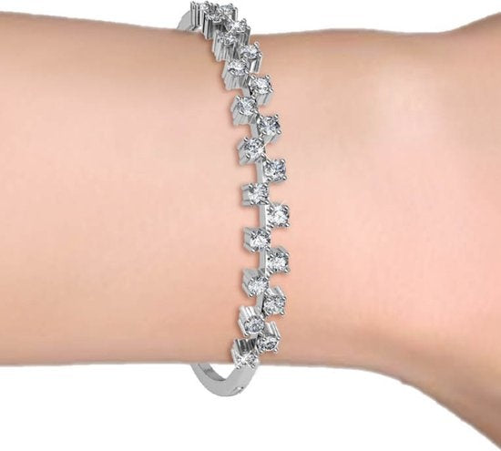 Yolora - Bracelet femme - Longueur 22 cm & cristaux Kalpa Camaka - Avec plaquage or blanc 18k et boîte cadeau de luxe - Pour cadeaux et occasions spéciales - Argent plaqué or blanc 18k