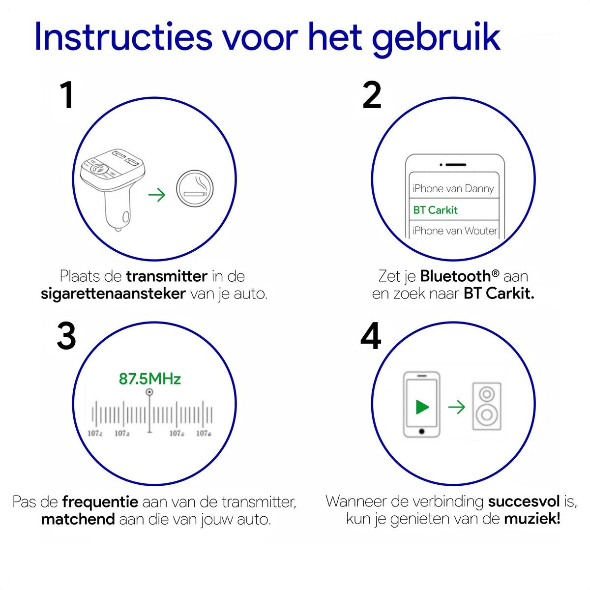 Émetteur FM Bluetooth - Récepteur Bluetooth embarqué - USB - Kit mains libres pour voiture