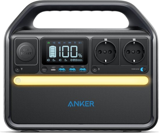 Alimentation portable Anker 535, générateur portable 512 Wh (PowerHouse 512 Wh), générateur d'extérieur de 500 W à 7 ports avec 2 sorties CA, une sortie USB-C PD de 60 W, une lampe LED pour le camping, les camping-cars, les situations d'urgence et bien pl