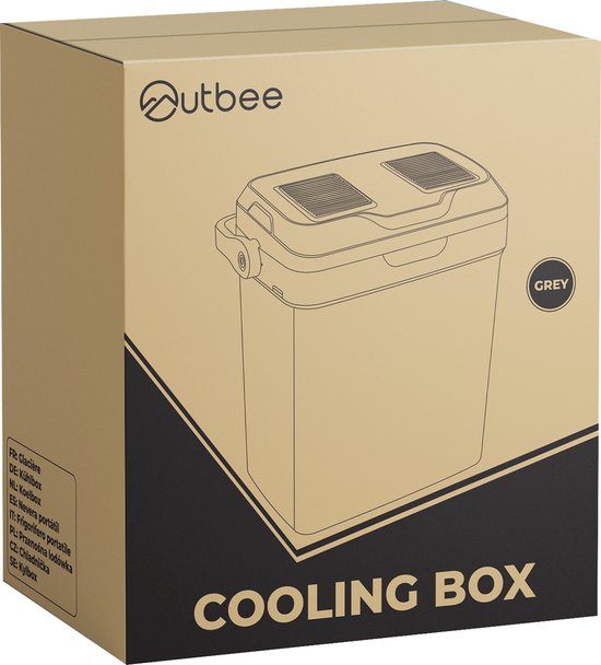 Outbee Coolbox - Coolbox électrique 12v 230 volt - Coolbox voiture - 21L - Convient aux bouteilles de 1,5 litre - Gris
