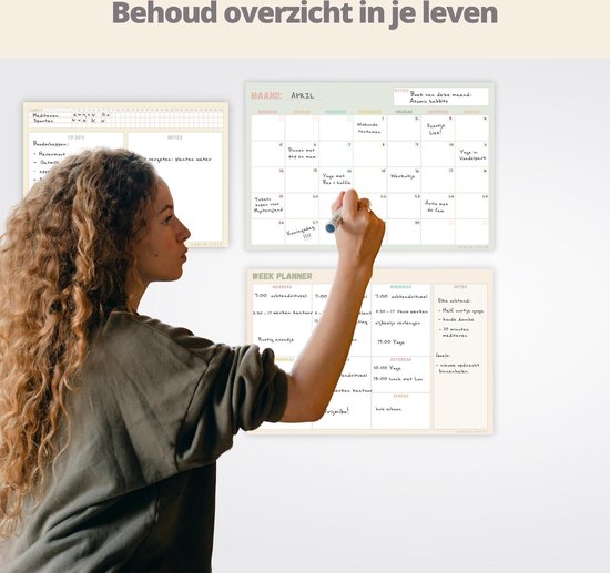 Planning hebdomadaire magnétique + planning mensuel tableau blanc - set trio - planning magnétique - tableau de planning - family planner