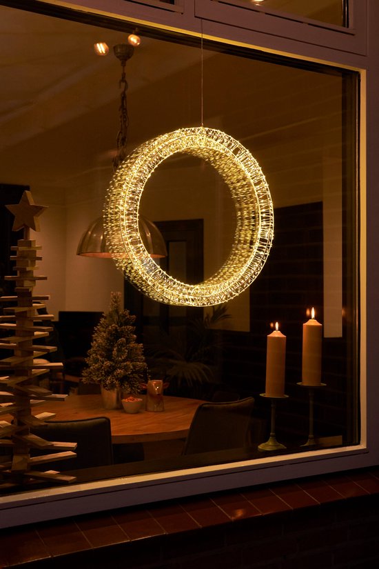 Luca Lighting : guirlande de Noël circulaire avec des ampoules LED blanc chaud - Ø 56 cm - métal - blanc