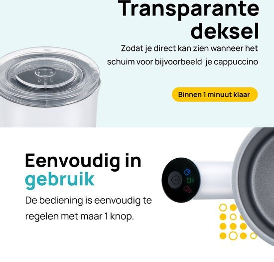 MOA Mousseur à lait - Sans BPA - Pour faire mousser et chauffer - Blanc - MF1W