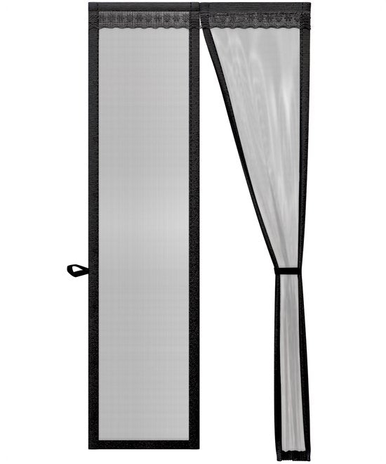 O'DADDY Rideau de porte Deluxe FIBER - Rideau à lames magnétiques - Pour les nouvelles constructions et les portes standard - Installation facile - Noir Hor - 92x210 cm