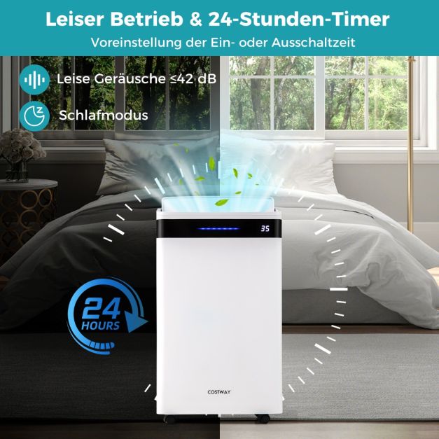 Déshumidificateur Coast – 28,5 L par jour – Jusqu'à 35 m² – 35 x 20 x 61 cm – Blanc