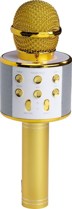 Denver Karaoke Microphone Bluetooth - Sans fil - Ensemble Karaoké - Haut-parleur intégré - AUX - MicroSD - KMS20 - Or