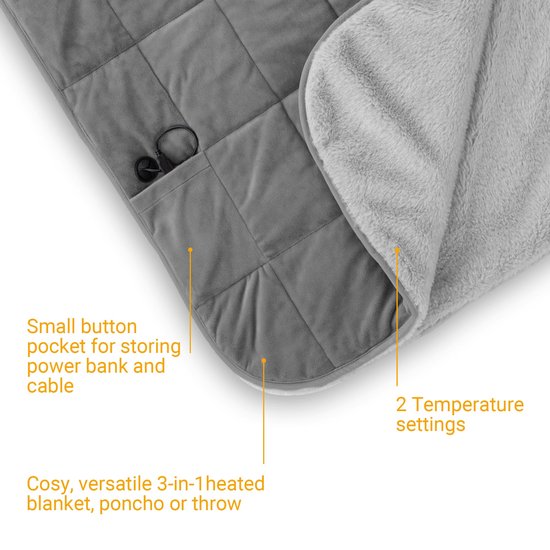 Decoways - Couverture électrique Medisana 3-en-1 HB 674 162 x 62 cm, grise