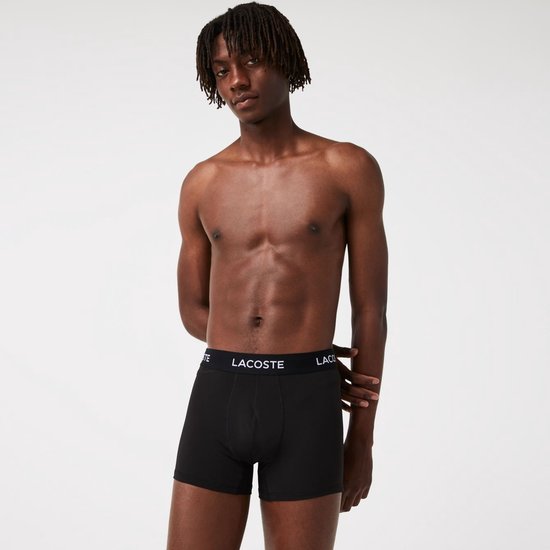Boxers Lacoste pour homme, 3 pièces, en microfibre, basiques, noirs