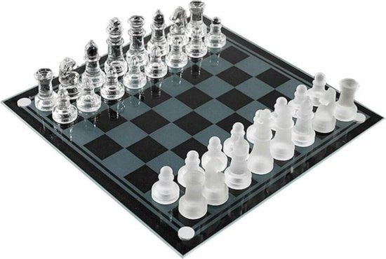 Jeu d'échecs en verre Arti Casa - 33 pièces - 25x25 CM - 900 GR - Verre