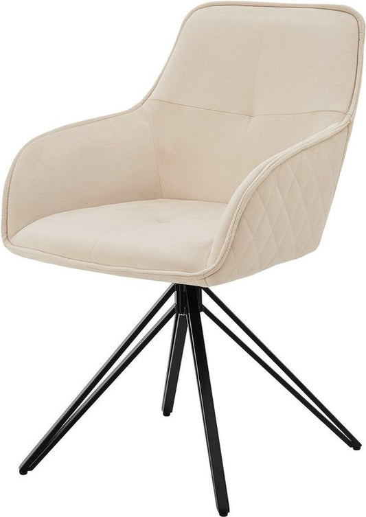 Chaise de salle à manger / Chaise pivotante / Chaise baquet Clyde - Beige - Base en métal