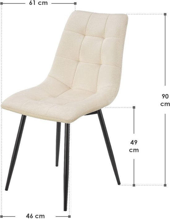 Chaises de salle à manger en acier Blanca - Lot de 2 - Beige - Velours