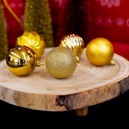 Lot de boules de Noël dorées Giftsome - 60 boules de Noël en plastique - avec pointe dorée - Décoration de Noël - 6/7 cm