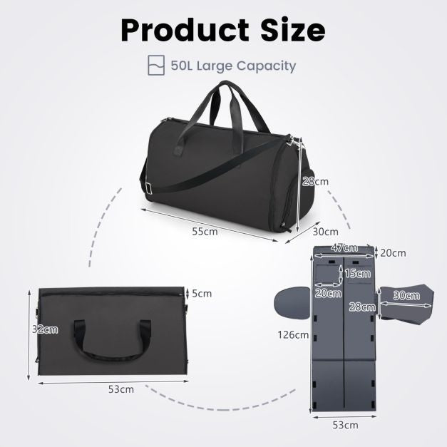 Bagage à main et sac à vêtements 2-In-1 - Coast - 50 Litres - Waterproof PU - Noir
