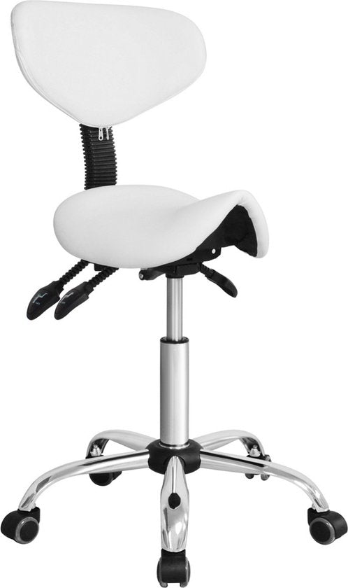 Tabouret de selle ergonomique - tabouret de barbier - tabouret - réglable en hauteur - dossier inclinable et réglable