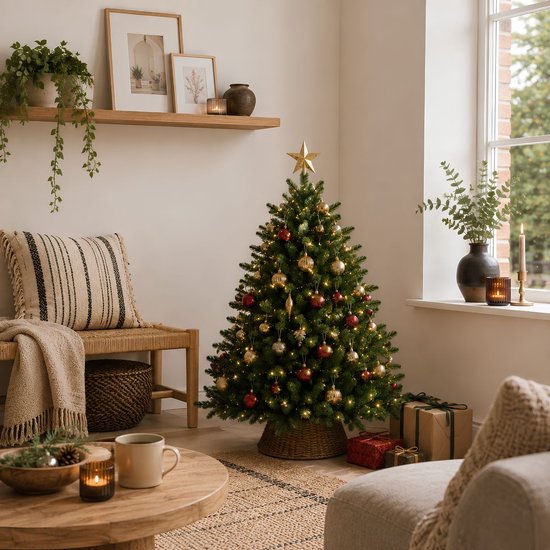 Black Box Trees Brampton : sapin de Noël en plastique avec des aiguilles en PVC et PE - Sapin artificiel à charnières avec 684 branches - Décoration de Noël d'intérieur - H 120 x Ø 91 cm - Vert