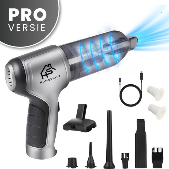 HomeShift® Aspirateur de voiture sans fil V2 PRO - Aspirateur à main - Petit aspirateur - Aspirateur sans fil - Dépoussiéreur - Wet & Dry - Métallique
