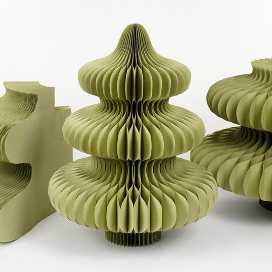 Mica Decorations : sapin de Noël en papier - Sapin de Noël artificiel pliable - H 212 x Ø 148 cm - Décoration de Noël - 100 % FSC - Vert