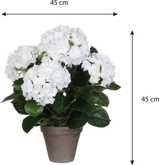 Mica Decorations Plante artificielle Hortensia - blanche - 45 cm - en pot - Plantes artificielles/fausses plantes