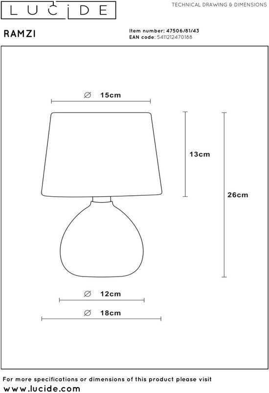 Lucide RAMZI - Lampe de table - Ø 18 cm - 1xE14 - Marron - Japandi
