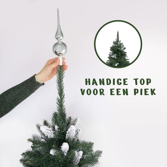 PristinePine Full Artificial Christmas tree with snow 180cm - Arbre de Noël robuste - Base en métal - Montage rapide