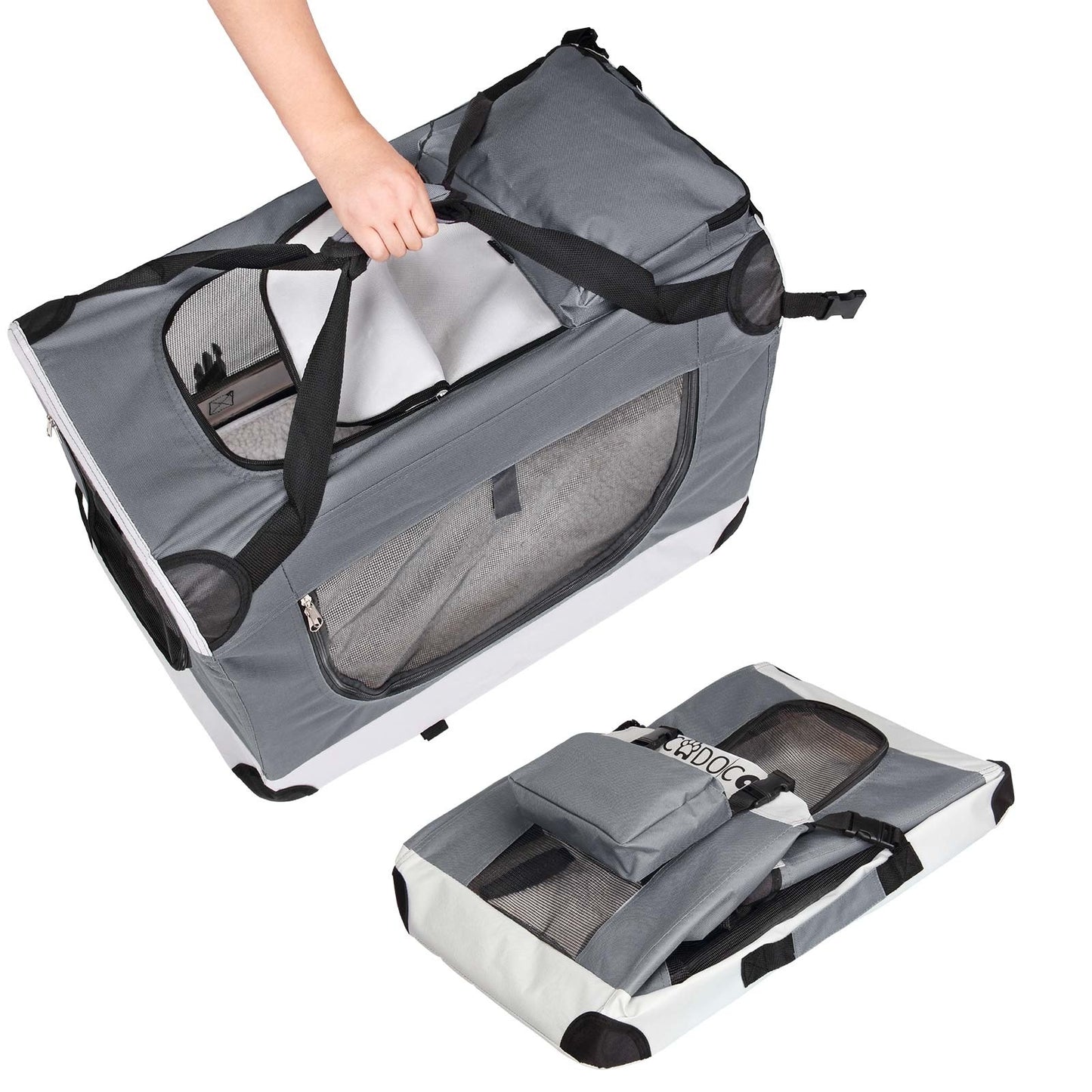 Cadoca Boîte de transport pour chiens XXL 92 x 64 x 64cm gris