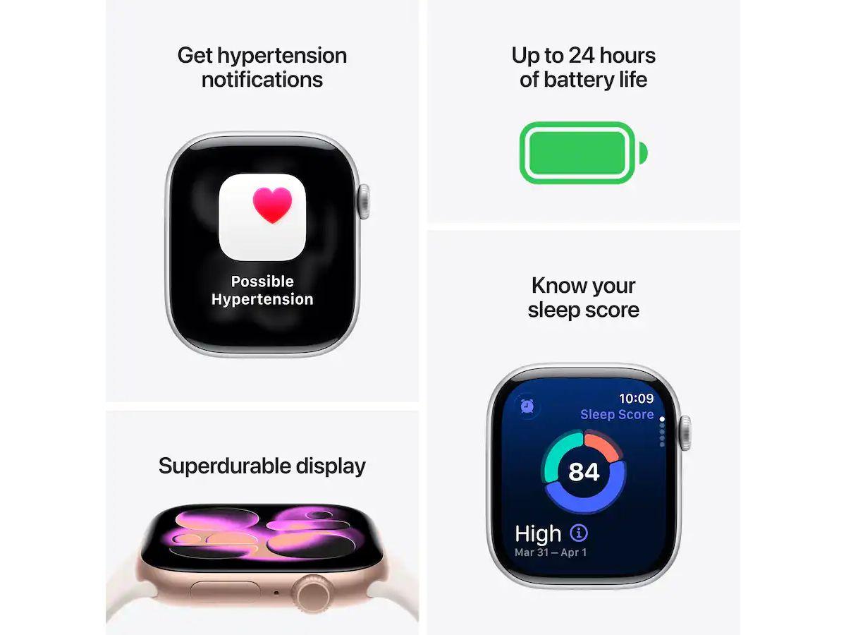 Apple Watch Series 11 GPS - 42 mm - Aluminium noir de jais - S/M