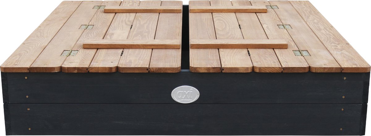 Bac à sable en bois AXI Ella 100 x 95 x 20 cm - Anthracite/Marron - Avec couvercle et 2 bancs - Bois de pruche certifié FSC