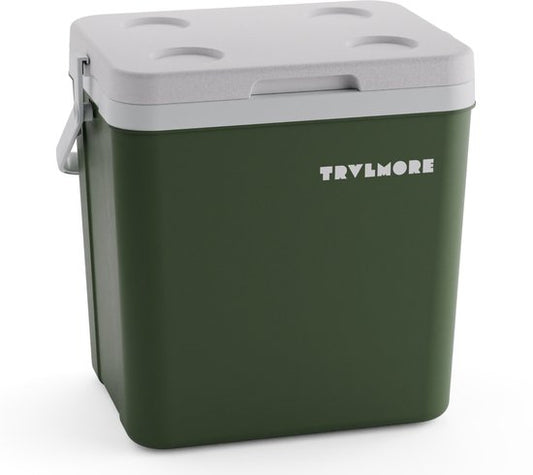 TRVLMORE Cool Box 26L - Frigobox - 2 éléments réfrigérants inclus - Vert