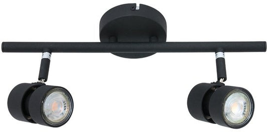 Spot Natasja 7902ZW : spot noir à 2 lampes en métal avec douilles GU10 à intensité variable, pour l'intérieur, au design moderne