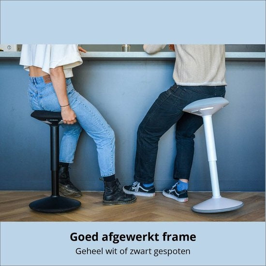 Backerz® Wiebelkruk Zwart | Hoogte 40-60cm | Balanskruk | Zit-sta kruk | Ergonomische bureaustoel | zadelkruk