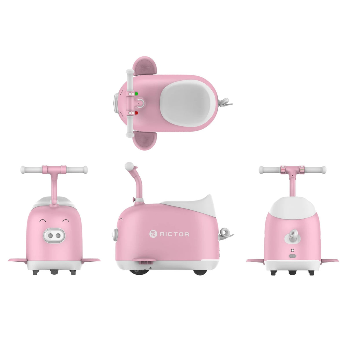 Trottinette électrique pour enfants Rictor C8 Piggy rose - 5 roues - Pliable - 15 km/h - 60 kg - 5 à 12 ans