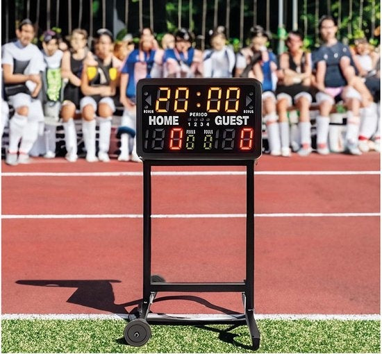 Perel Tableau d'affichage numérique, multisport, avec chronomètre sportif multifonctionnel, utilisation intérieure et extérieure, modèle de table, utilisation autonome ou sur support, 40,5 x 62 cm