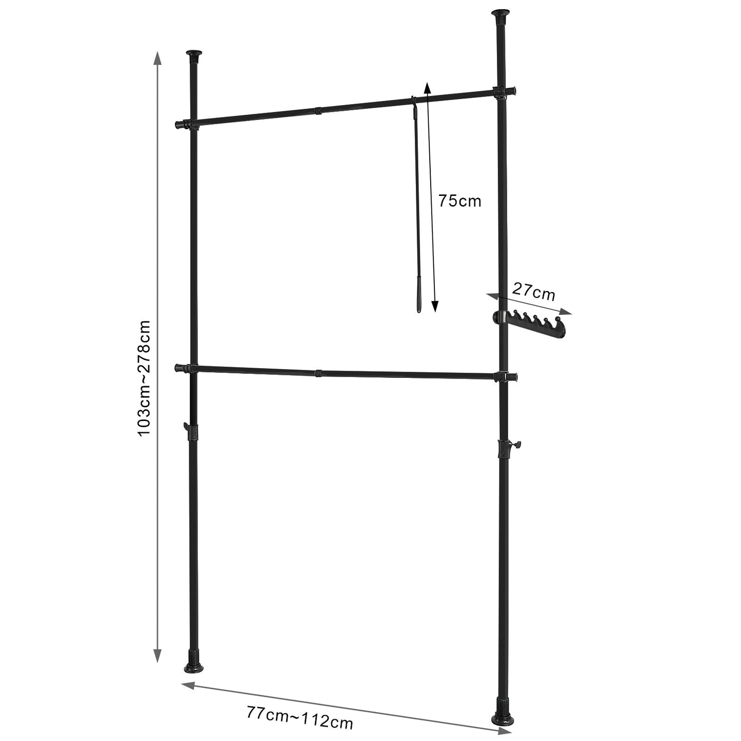 Dressing et penderie - SoBuy - Système de rangement - Noir - 77-112 x 103-278 cm