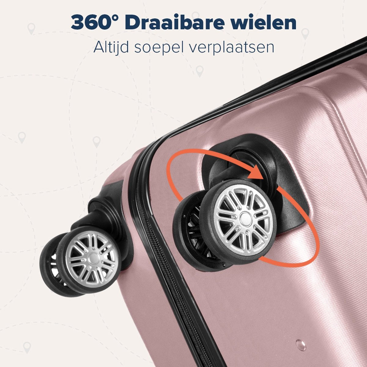 TRVLMORE Set de valises - 3 pièces - 38L (bagage à main) + 70L + 110L - Rose Gold
