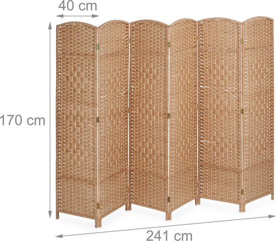 Paravent - 170 x 241 cm - pliable - 6 panneaux - bois - papier