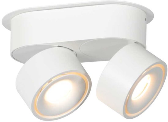 Spot blanc à 2 ampoules Fez 2674W, à intensité variable, orientable et inclinable, en plastique/métal, style moderne, Mexlite