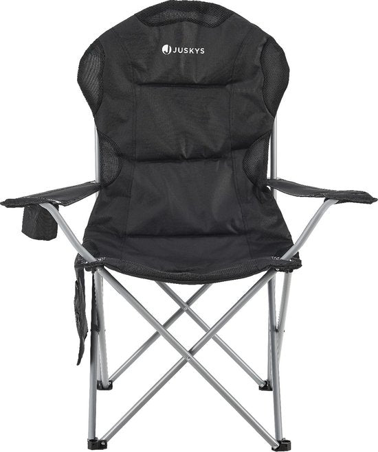 Chaise de camping / Chaise pliante Lido - Noir - Sac de rangement inclus