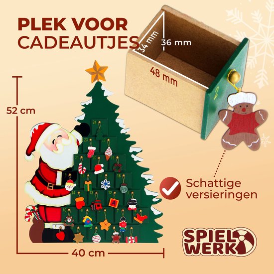 Spielwerk - Calendrier de l'Avent réutilisable - Arbre de Noël 24 portes