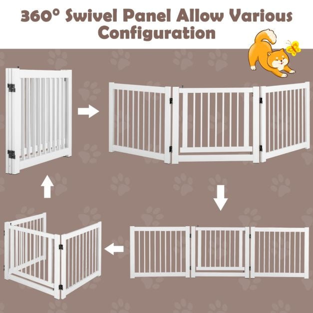 Coast grille pliante en trois parties pour chiens avec portillon en pin pour portes/étages 61 cm de haut blanc