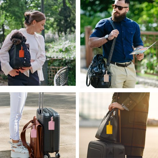 Etiquettes de bagage pour valises - EverNeeds - Cuir PU - 2 pièces - Jaune