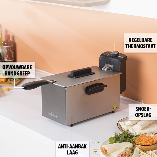 Friteuse Tristar 3 litres - FR-6946 - Puissance 2000 W - Zone froide - Acier inoxydable