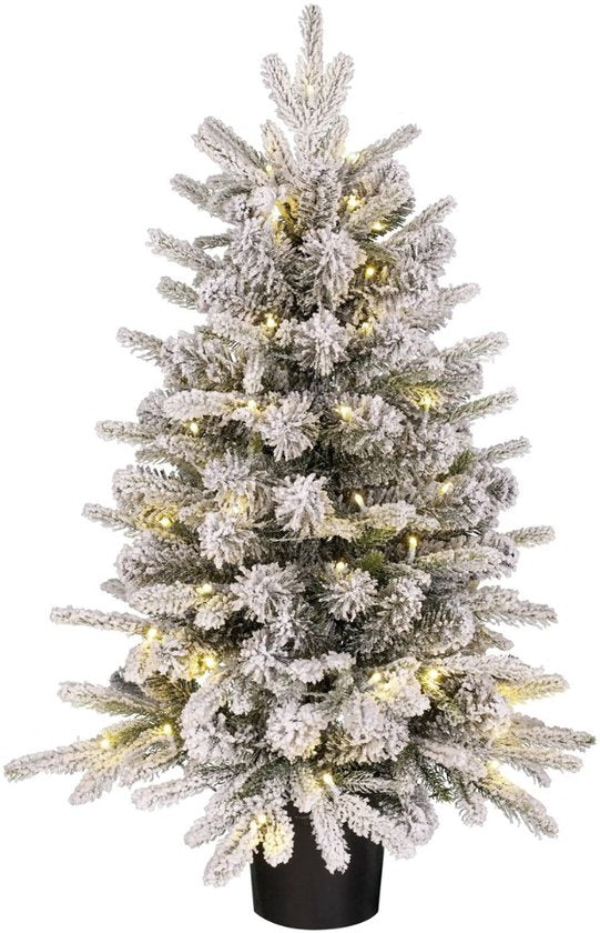 Black Box Trees Sapin de Noël artificiel Grimshaw avec neige H90 x P61 cm - Sapin artificiel en pot - Sapin de Noël artificiel d'intérieur - 120 branches - Vert