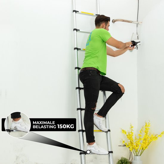 Outbee Telescopic Ladder - Échelle pliante télescopique - Hauteur de travail 3,8 m - Aluminium