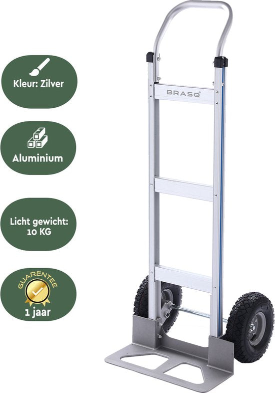 BRASQ Chariot pliable en aluminium - Capacité 250 KG - Chariot de transport - Chariot à plate-forme - Chariot